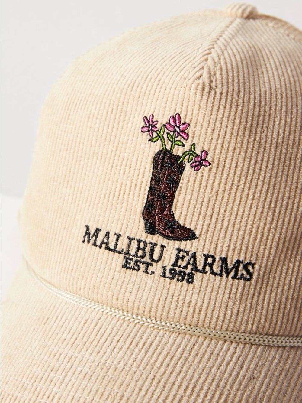 NWT Anthropologie Coney Island Picnic Malibu Farms Corduroy Trucker Hat